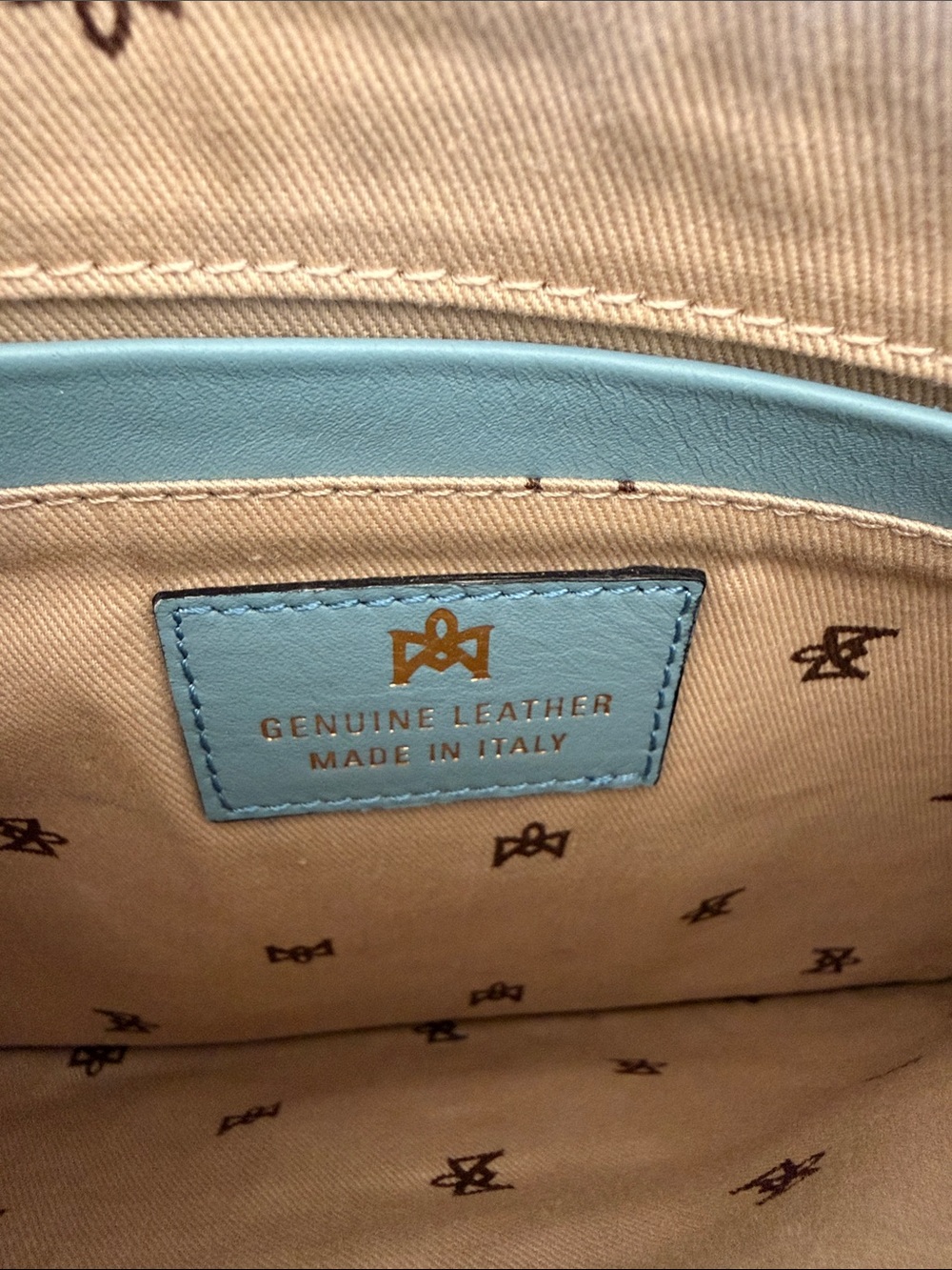 Cuoieria Fiorentina Blue Leather Floral Embossed Crossbody. Made in Italy - Picture 8 of 13